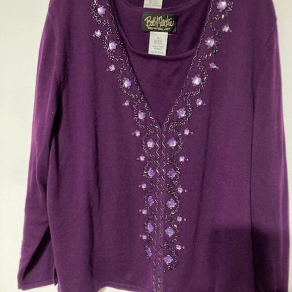 Bob Mackie Wearable Art Cardigan Sweater with Tank – Used - Picture 5 of 11